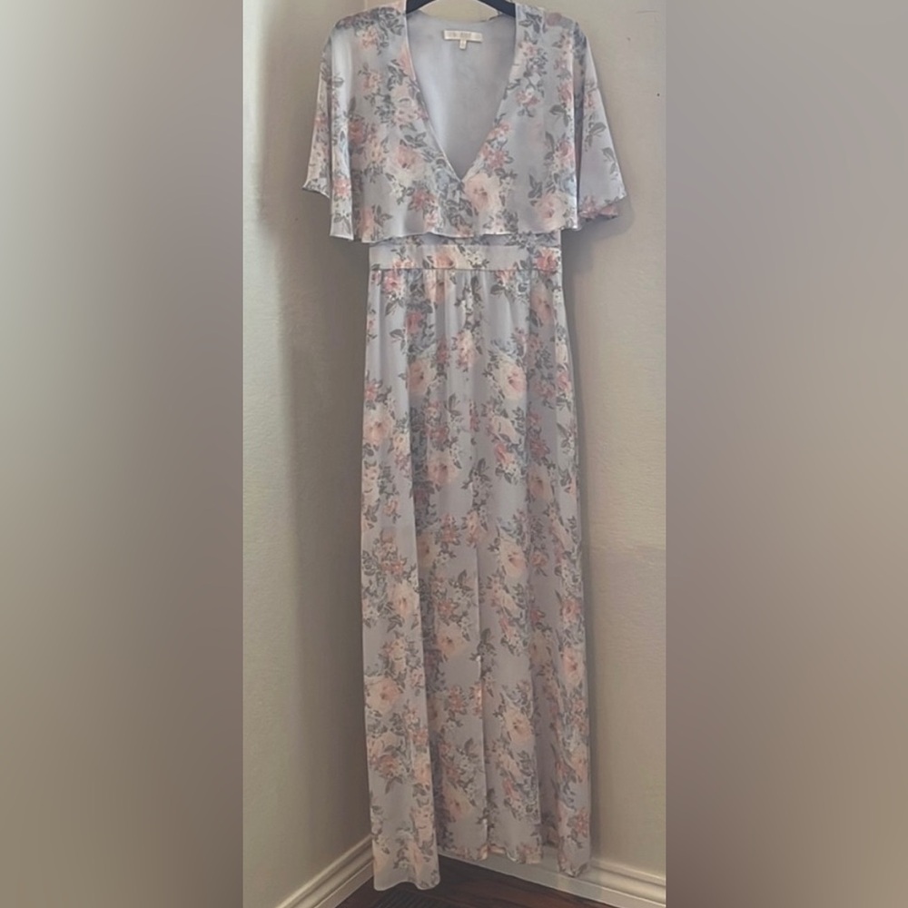 Wayf powder blue floral maxi dress